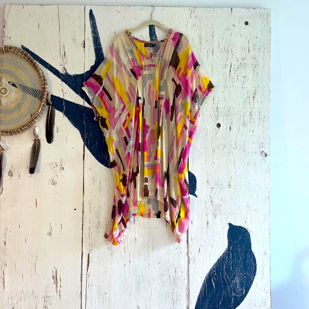 ANTIK BATIK COLOR BUILD SILK KAFTAN/TUNIC SZ: 40/M